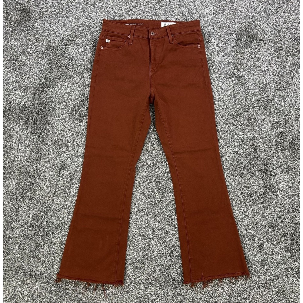 AG Adriano Goldschmied Farrah Boot Crop High Rise Jeans Womens 28‎ Rust Brown